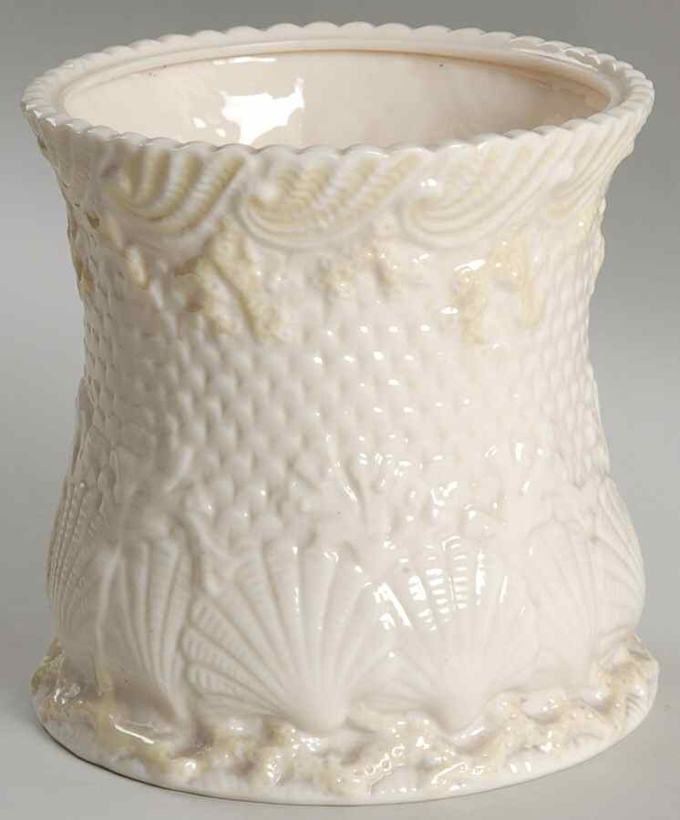 New Shell Yellow Biscuit Barrel No Lid by Belleek Pottery (Ireland)-1