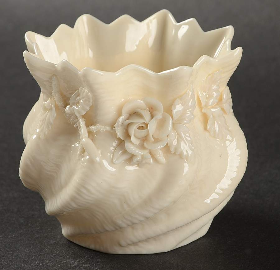 Flower Pot 2" Applied Floral Flower Pot by Belleek Pottery (Ireland)-1