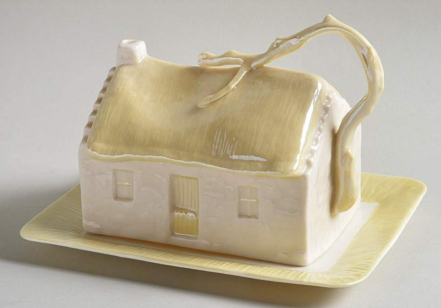 Cottage Cheese Dishes Figural Cheese Dish & Lid by Belleek Pottery (Ireland)-1