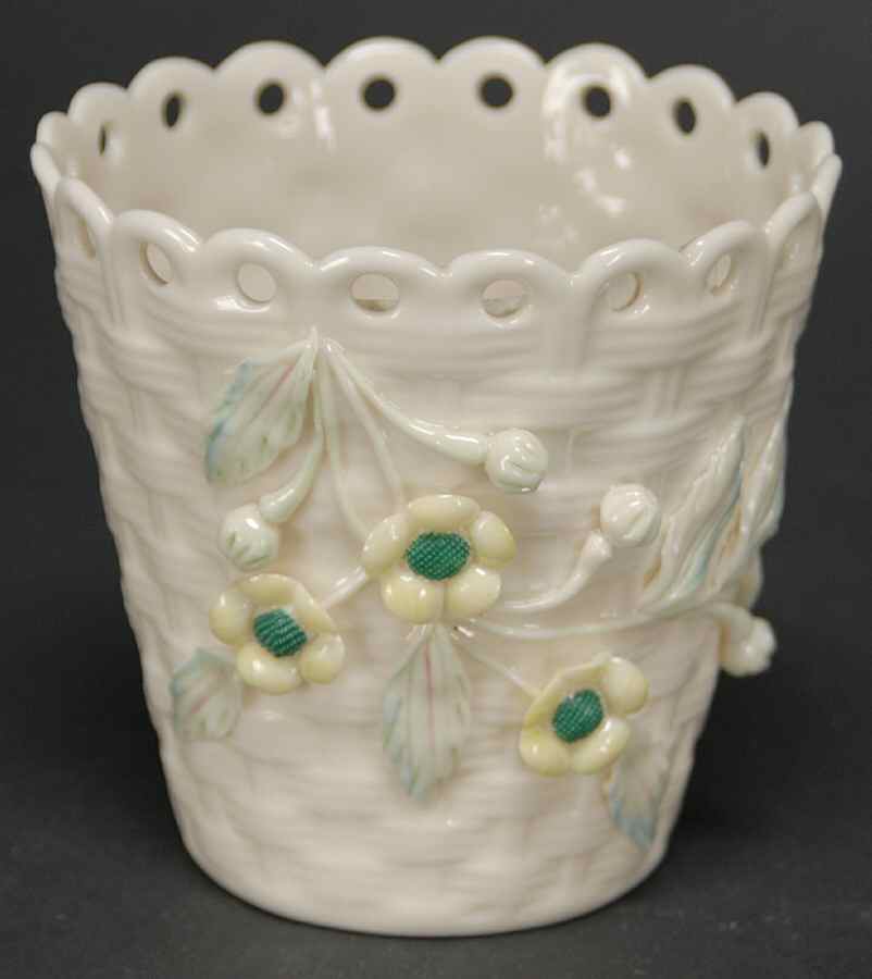 Vases 3'' Pierced Flowered Spill Vase by Belleek Pottery (Ireland)-1