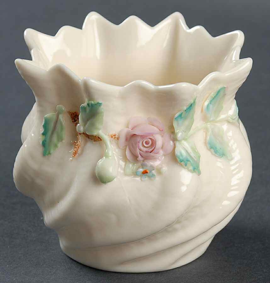 Flower Pot 2" Applied Floral Flower Pot by Belleek Pottery (Ireland)-1