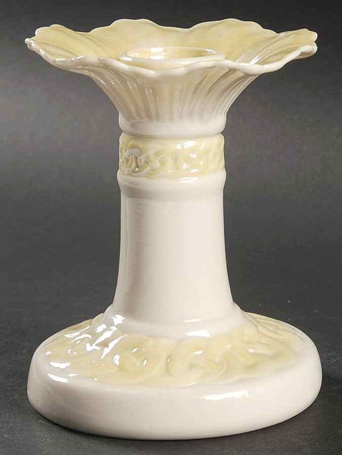 Celtic Yellow Small Candlestick by Belleek Pottery (Ireland)-1