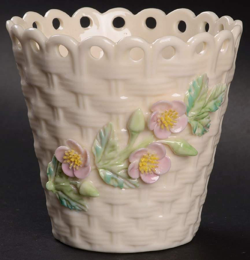 Vases 3'' Pierced Flowered Spill Vase by Belleek Pottery (Ireland)-1