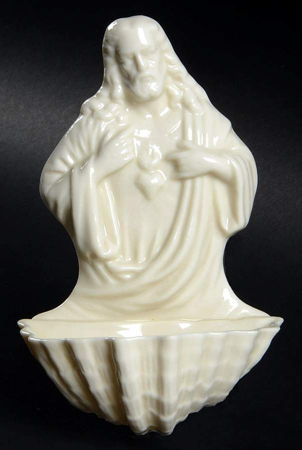 Fonts 6'' Sacred Heart Font by Belleek Pottery (Ireland)-1