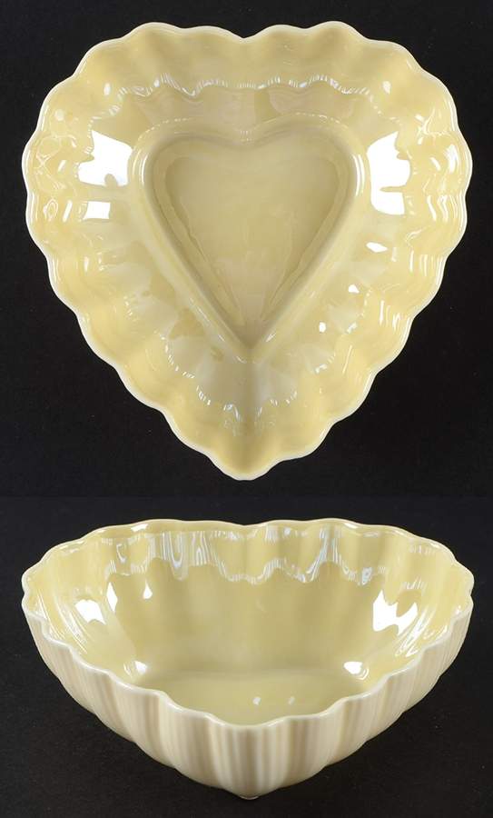 Leaf, Shell & Heart Shaped Plates 5'' Heart Shaped Bowl by Belleek Pottery (Ireland)-1