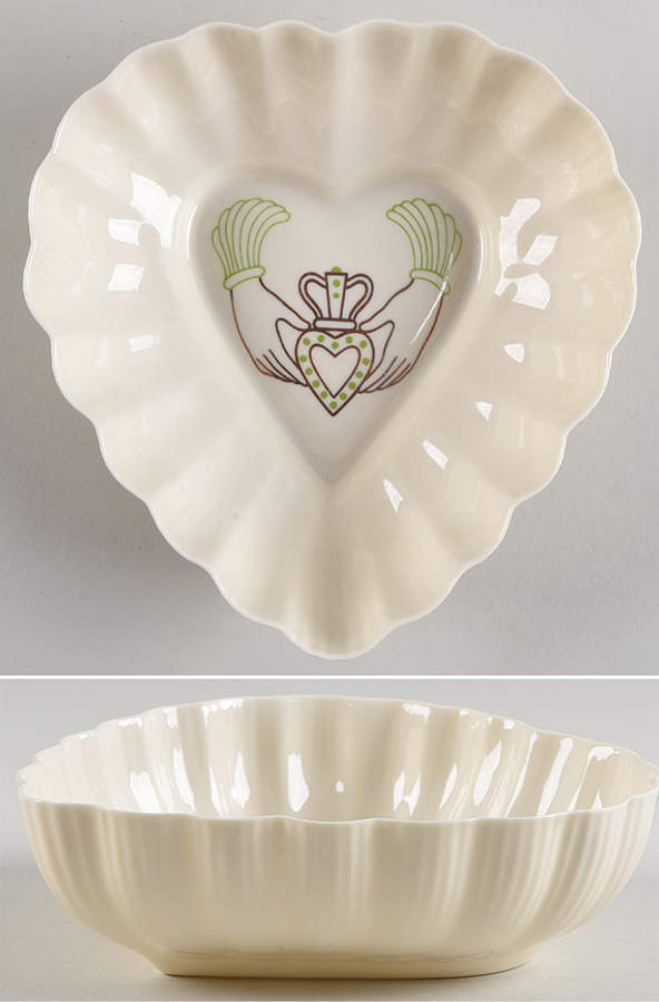 Claddagh Collection 6" Heart Shaped Bowl by Belleek Pottery (Ireland)-1