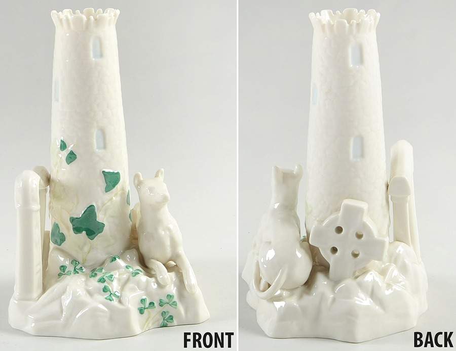 Shamrock Round Tower Vase by Belleek Pottery (Ireland)-1