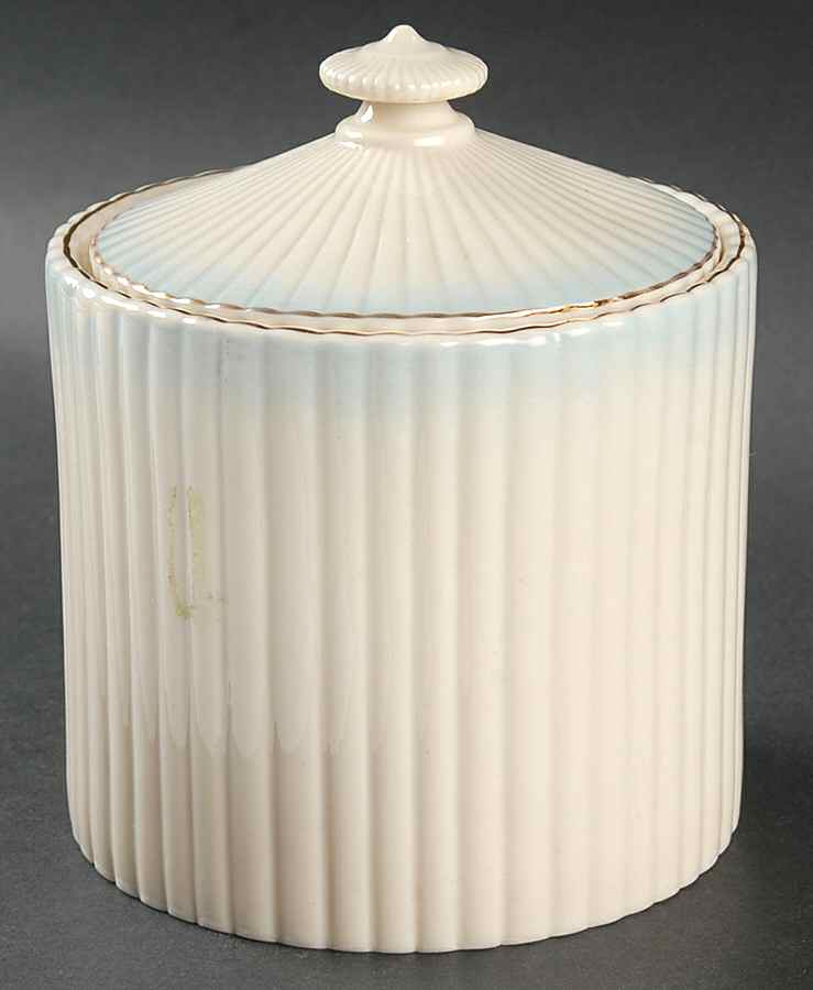 Candy and Cookie Jars Fluted Biscuit Barrel & Lid by Belleek Pottery (Ireland)-1