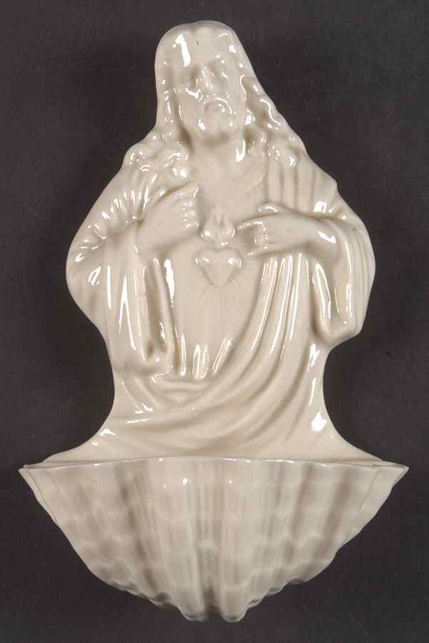 Fonts 6'' Sacred Heart Font by Belleek Pottery (Ireland)-1