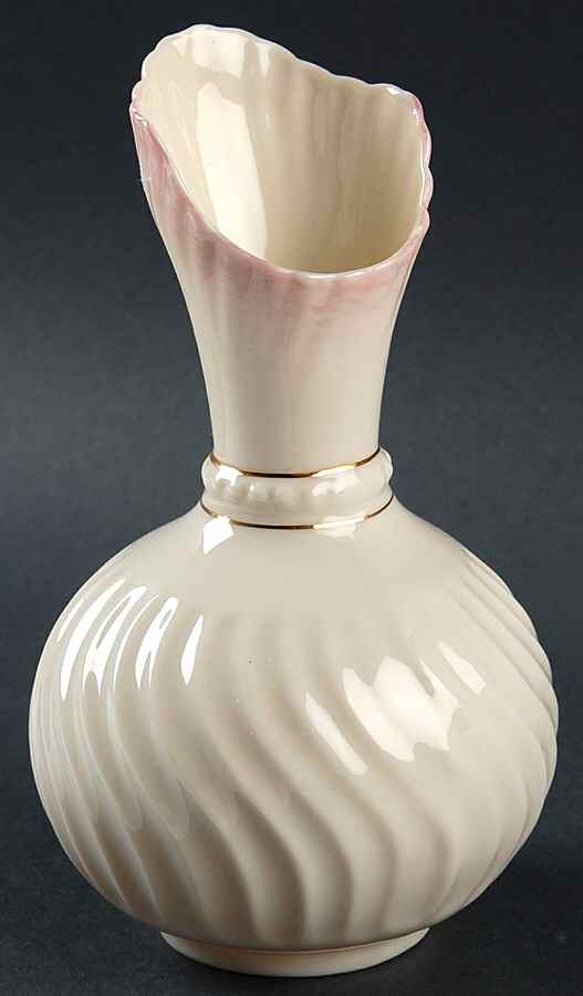 Scroll Pink Scroll Vase by Belleek Pottery (Ireland)-1