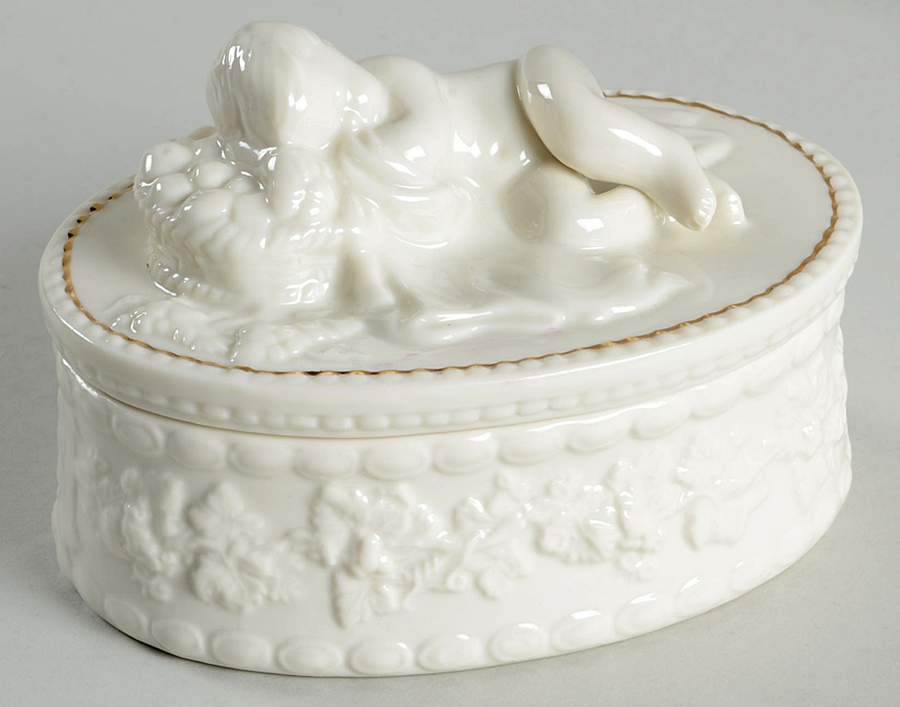 Trinket Boxes Cherub Trinket Box & Lid by Belleek Pottery (Ireland)-1