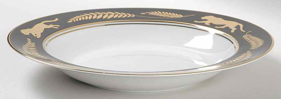 Jaguar Gold Large Rim Soup Bowl by Lynn Chase-1