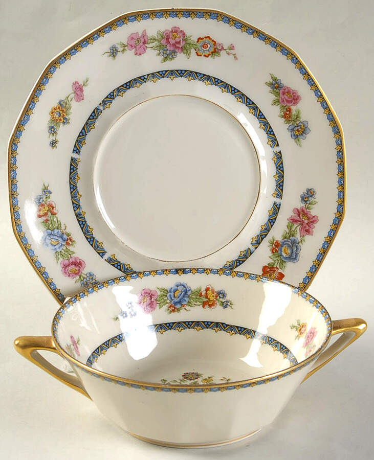 CHF380 Flat Cream Soup Bowl & Saucer Set by Charles Field Haviland-1