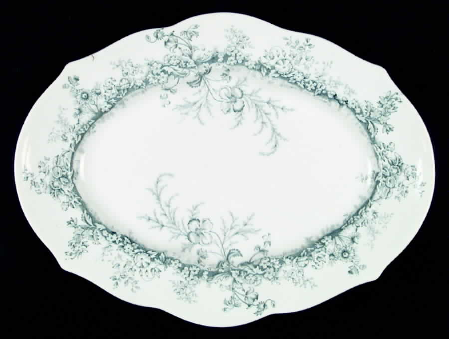 Devon Teal Green 12" Oval Serving Platter by F Winkle-1