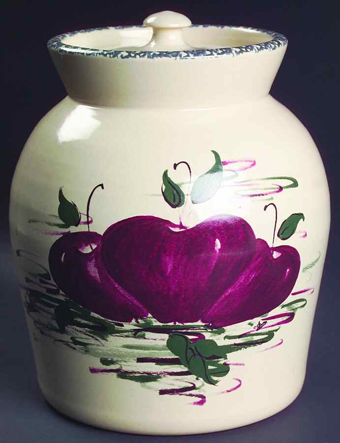 Burgandy Apple Extra Large Canister & Lid by Casey Pottery-1