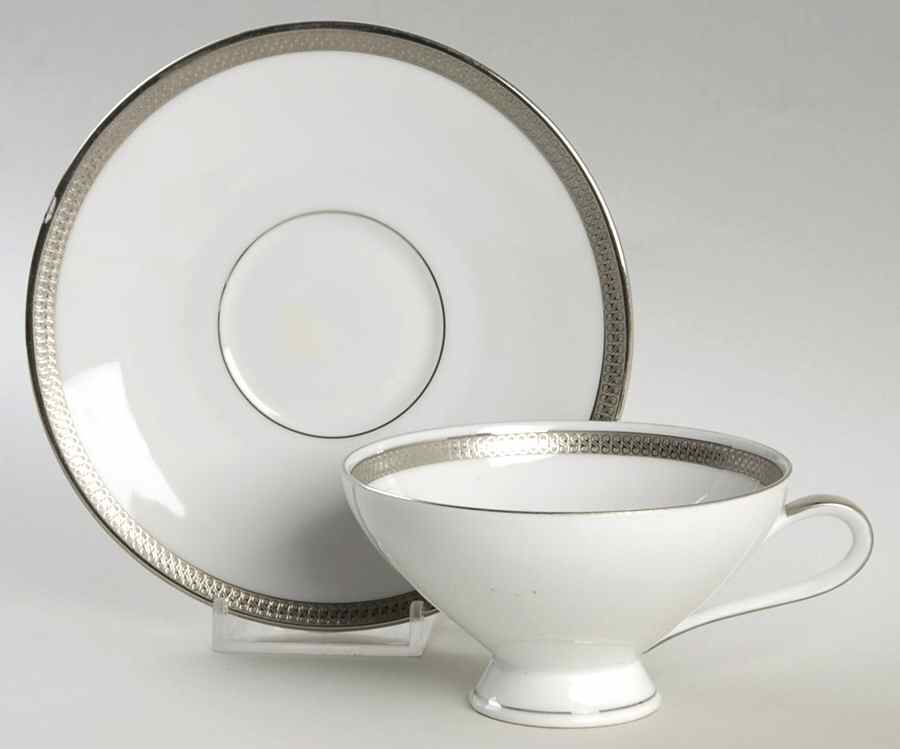 Crown Classic Platinum Footed Cup & Saucer Set by Coreling-1