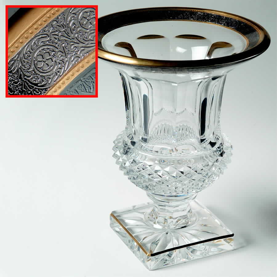 Thistle (Gold Platinum) 15" Footed Vase by St Louis-1