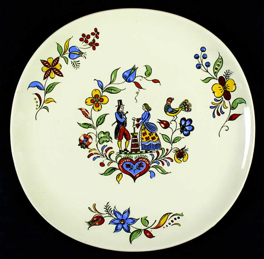 Dairy Maid (Iva Lure, Gold Trim) Dinner Plate by Crooksville-1