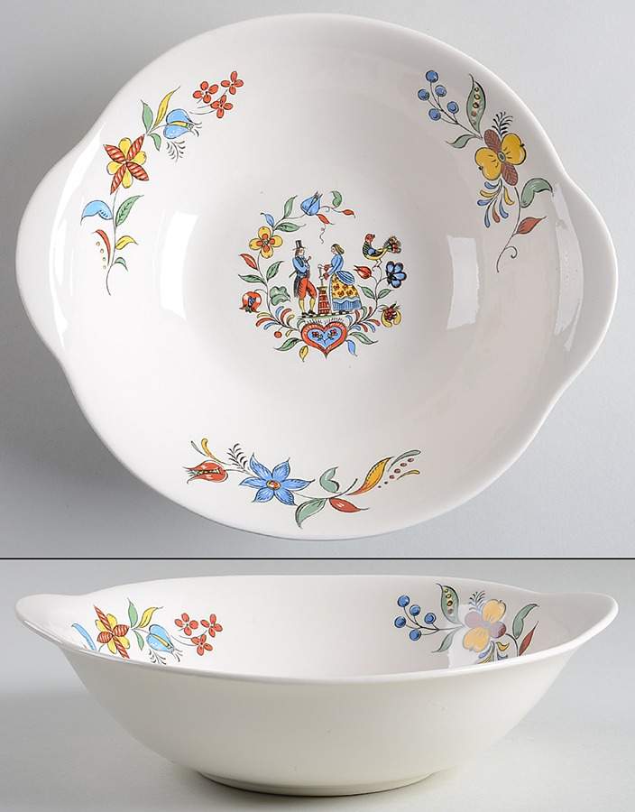 Dairy Maid (Iva Lure, Gold Trim) 9" Round Vegetable Bowl by Crooksville-1