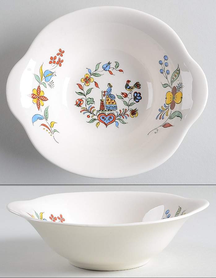 Dairy Maid (Iva Lure, Gold Trim) Lugged Cereal Bowl by Crooksville-1