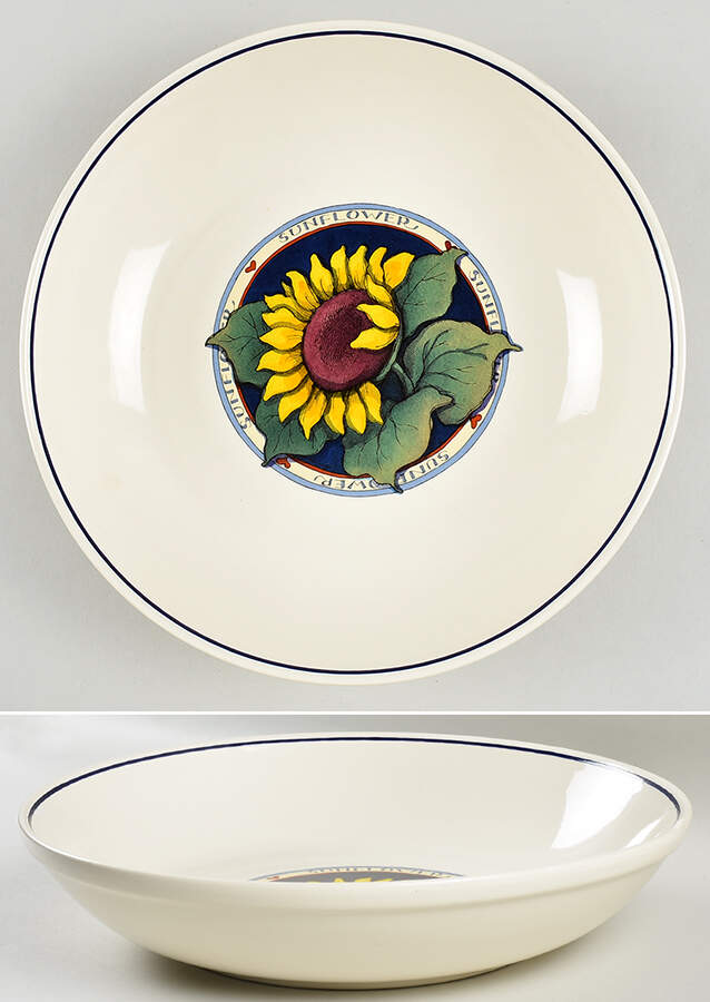 Sunflower (Checked Border) 12" Pasta Serving Bowl by Certified International-1