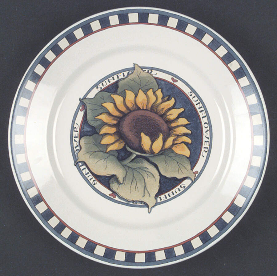 Sunflower (Checked Border) Dinner Plate by Certified International-1