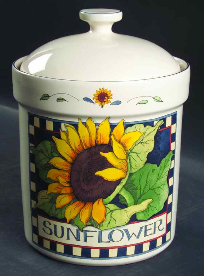 Sunflower (Checked Border) Extra Large Canister & Lid by Certified International-1