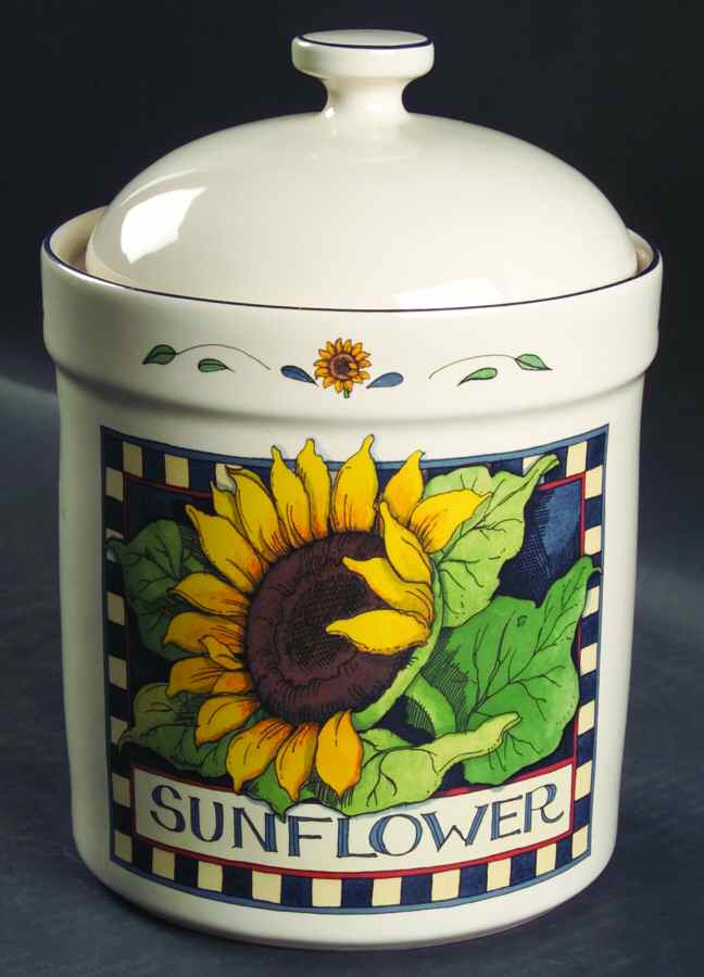 Sunflower (Checked Border) Large Canister & Lid by Certified International-1