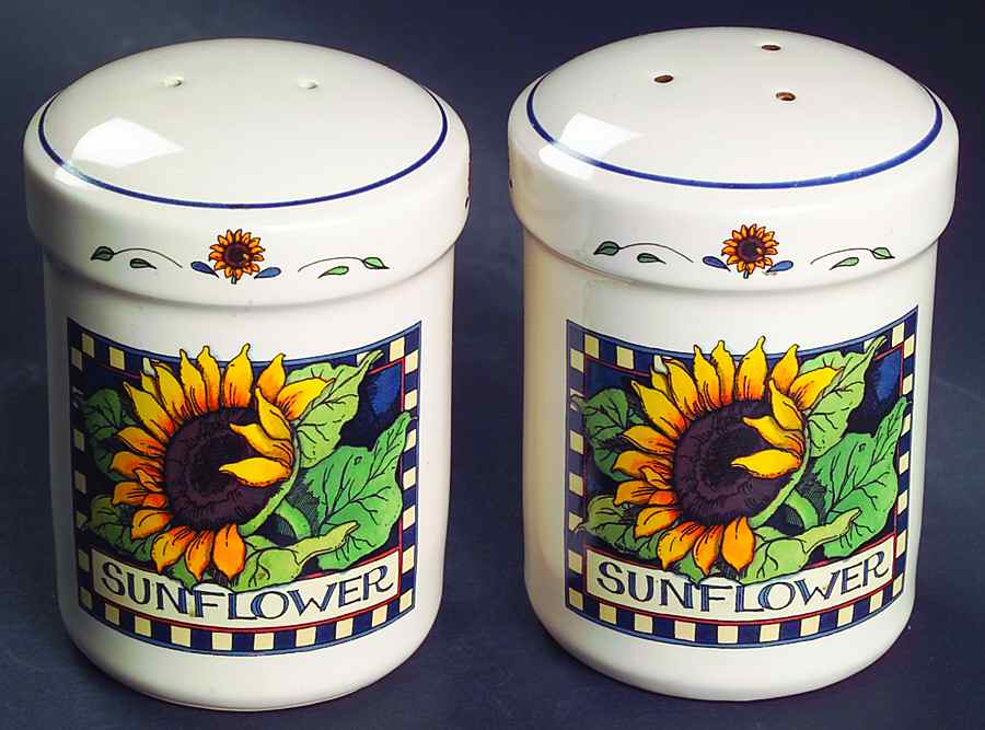 Sunflower (Checked Border) Stove Top Salt & Pepper Set by Certified International-1