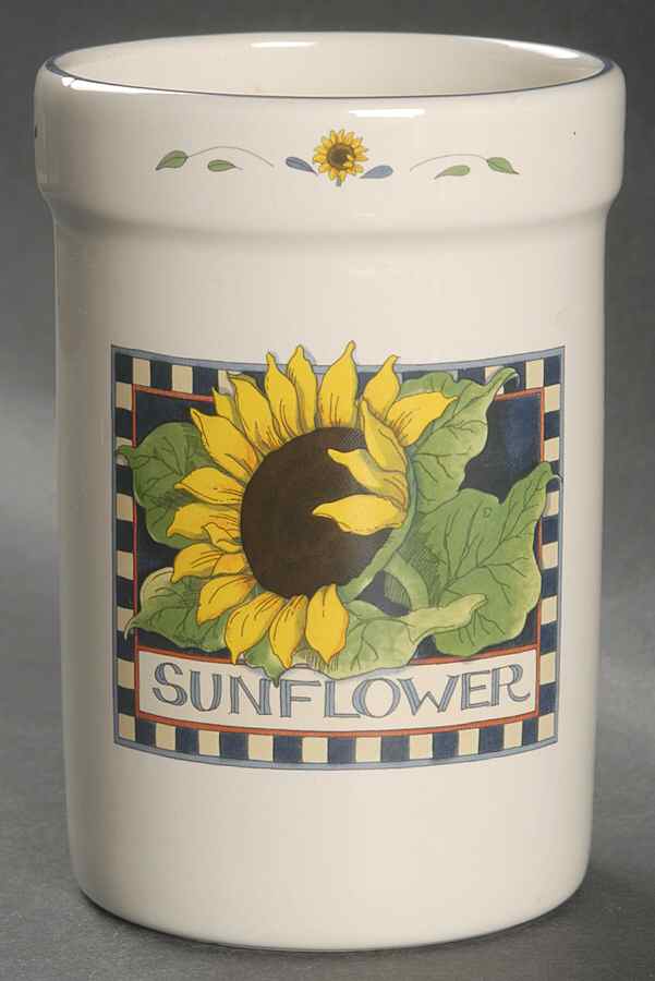 Sunflower (Checked Border) Utensil Holder by Certified International-1