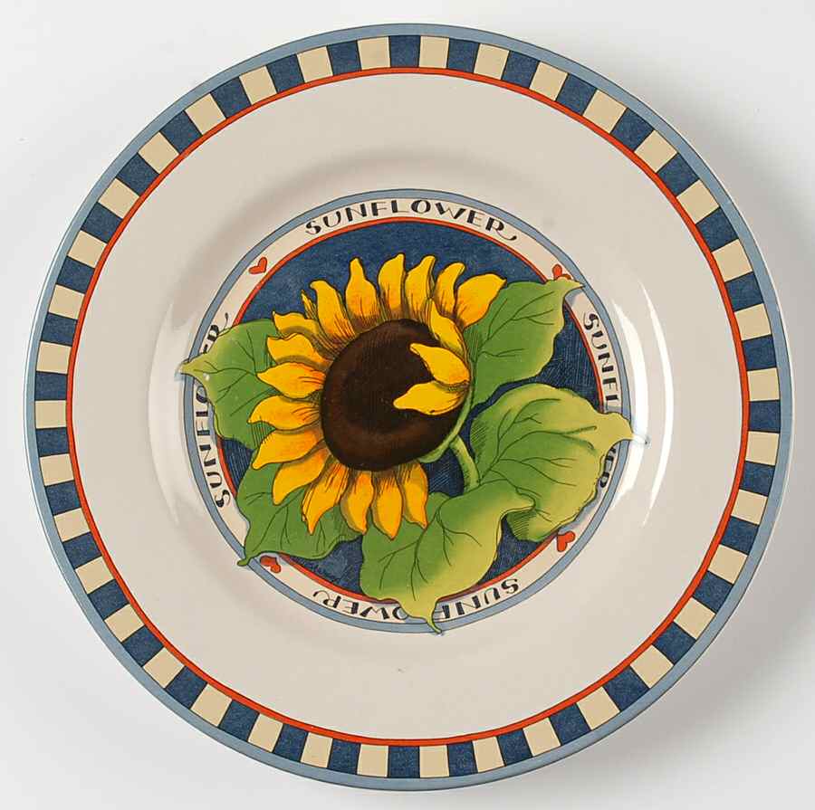 Sunflower (Checked Border) Luncheon Plate by Certified International-1