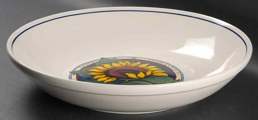 Sunflower (Checked Border) 12" Pasta Serving Bowl by Certified International-1