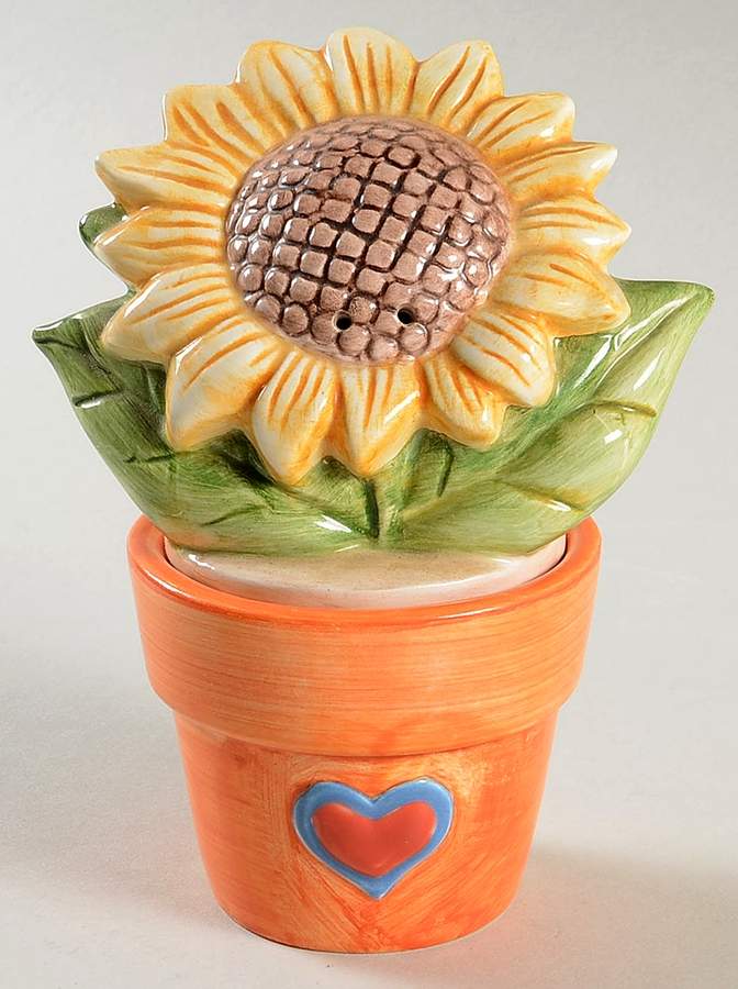 Sunflower (Checked Border) Stacking Figure Salt & Pepper Set by Certified International-1