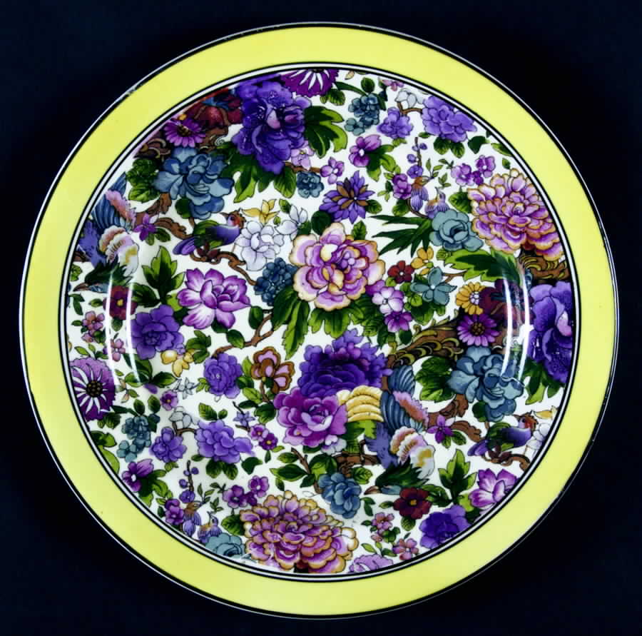 Purple Chintz (Yellow Band) Salad Plate by Crown Ducal-1