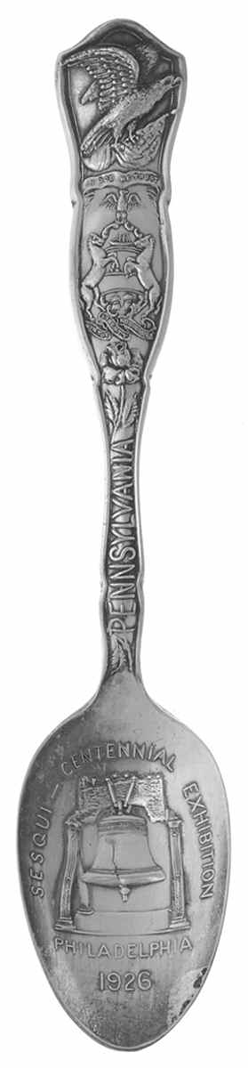 States & Cities Souvenir Spoons(Extra Coin Plate) Pennsylvania Teaspoon by Oneida Silver-1