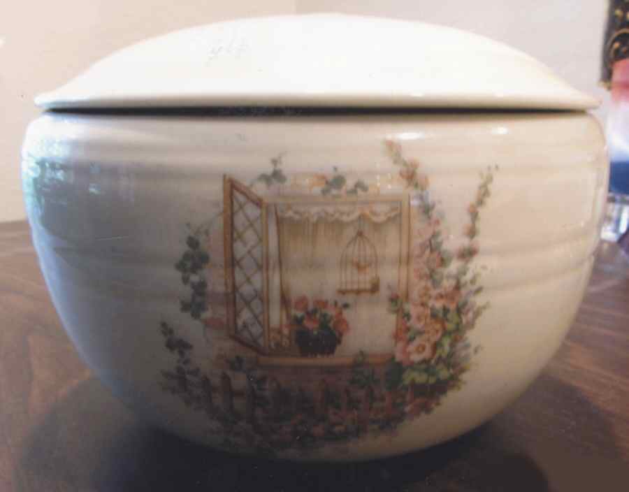 Open Window Medium Pudding Bowl & Lid by Coors Pottery-1