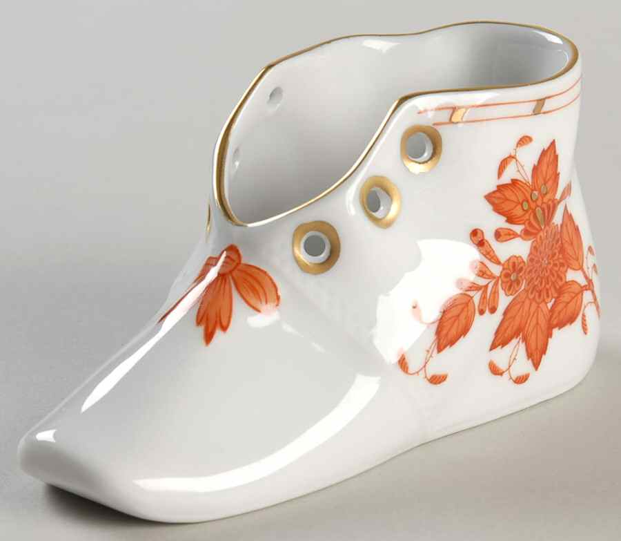 Chinese Bouquet Rust (AOG) Baby Shoe by Herend-1