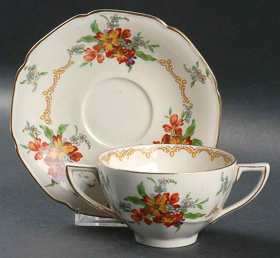 A1474 Flat Bouillon Cup & Saucer by Crown Ducal-1