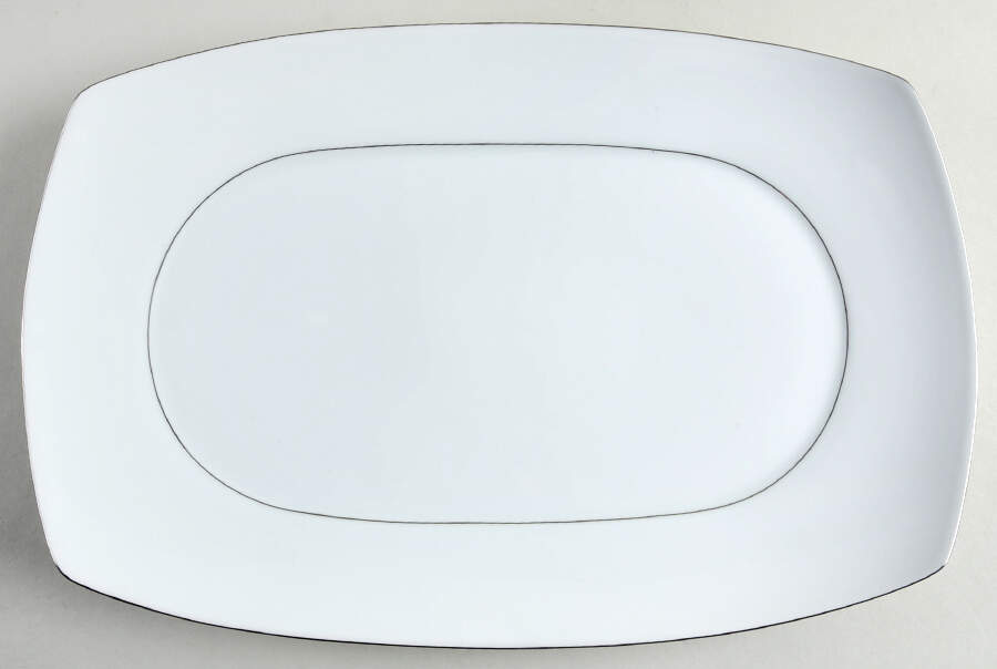 Prelude Platinum (Trim & Verge) 16" Oval Serving Platter by Jean Louis Coquet-1