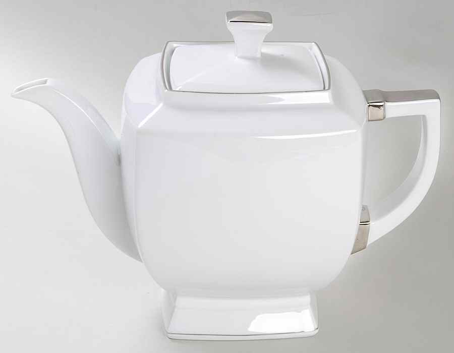 Prelude Platinum (Trim & Verge) Small Tea/Coffee Pot & Lid by Jean Louis Coquet-1