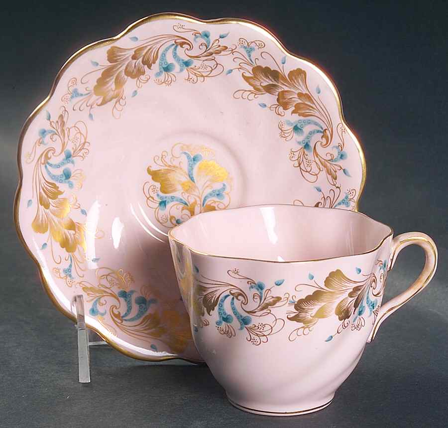 Strange Orchid (Pink Background) Flat Cup & Saucer Set by Coalport-1