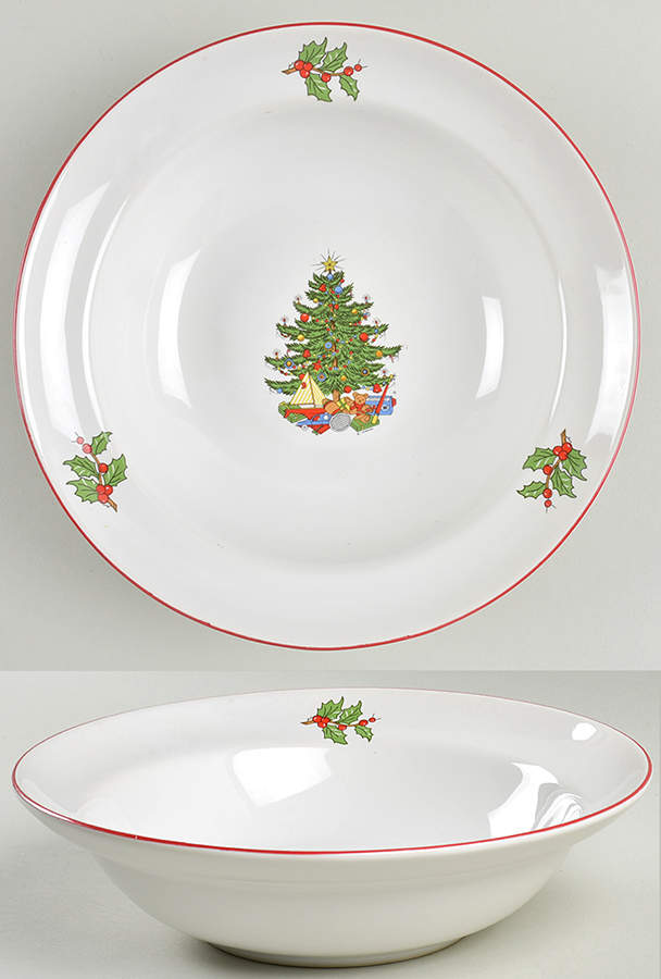 Christmas Tree White 9" Round Vegetable Bowl by Cuthbertson-1