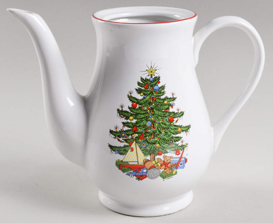 Christmas Tree White Coffee Pot No Lid by Cuthbertson-1