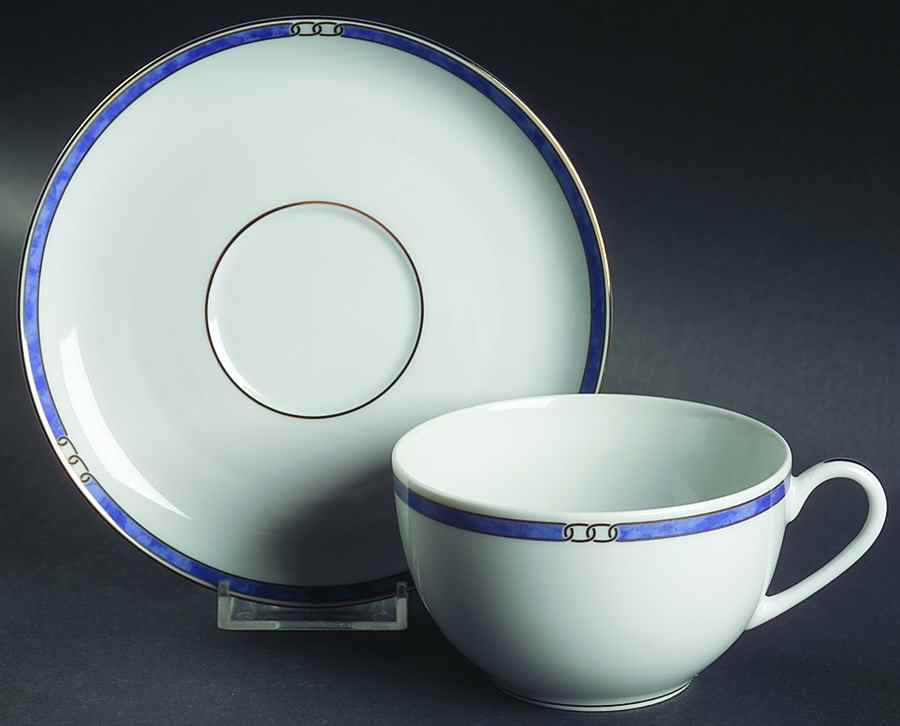 Alliance Bleu Flat Cup & Saucer Set by Christofle-1