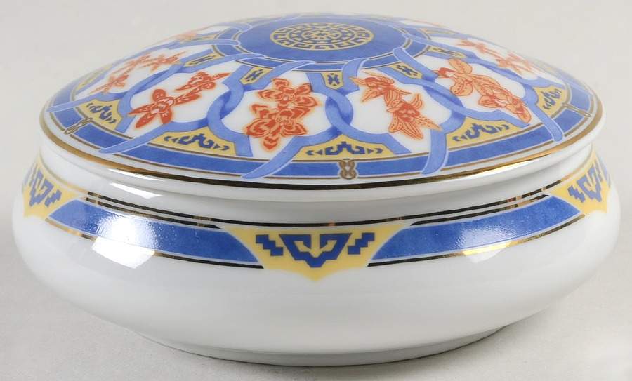 Ginkgo Bleu Round Box & Lid by Christofle-1