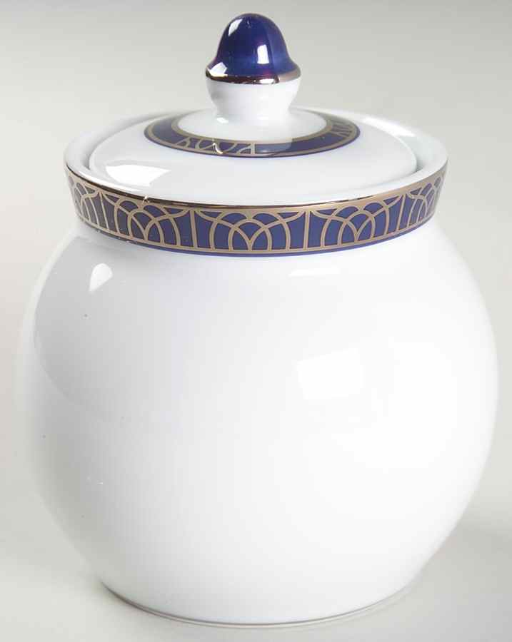 Talisman Platinum Bleu Sugar Bowl & Lid by Christofle-1