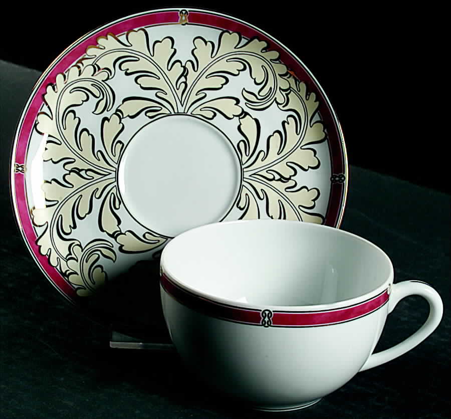 Aida Red Flat Cup & Saucer Set by Christofle-1