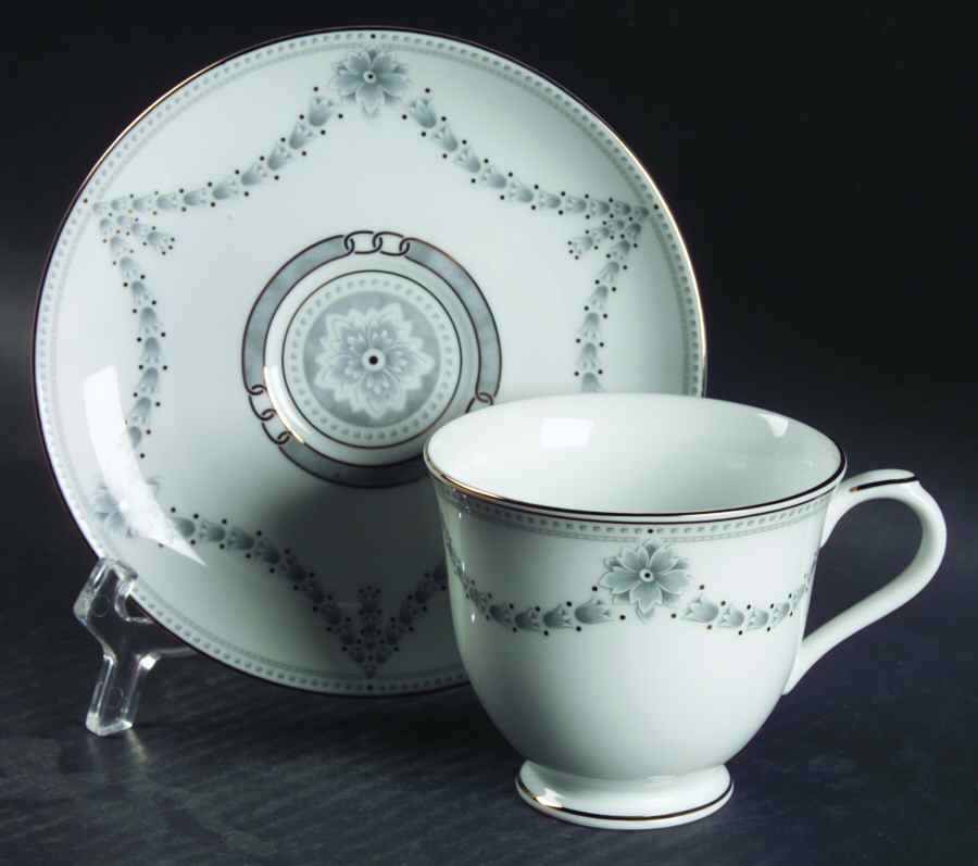 Marquise Gray Footed Cup & Saucer Set by Christofle-1