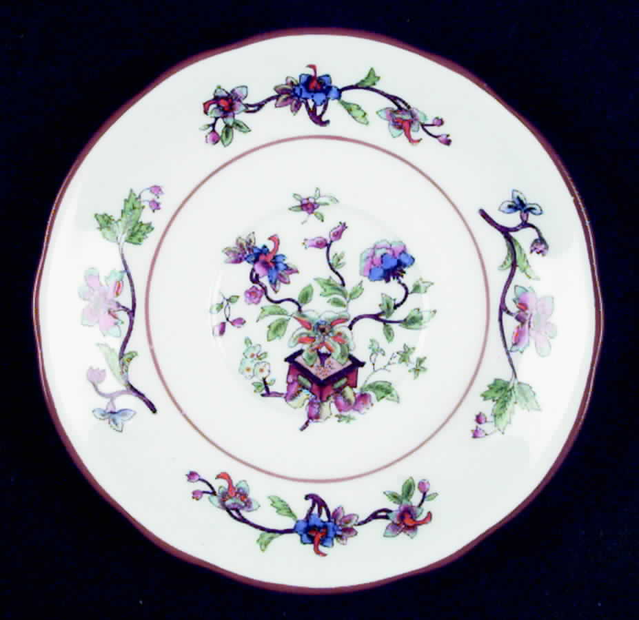 Flower Pot (Brown Trim, Scalloped) Saucer by Coalport-1