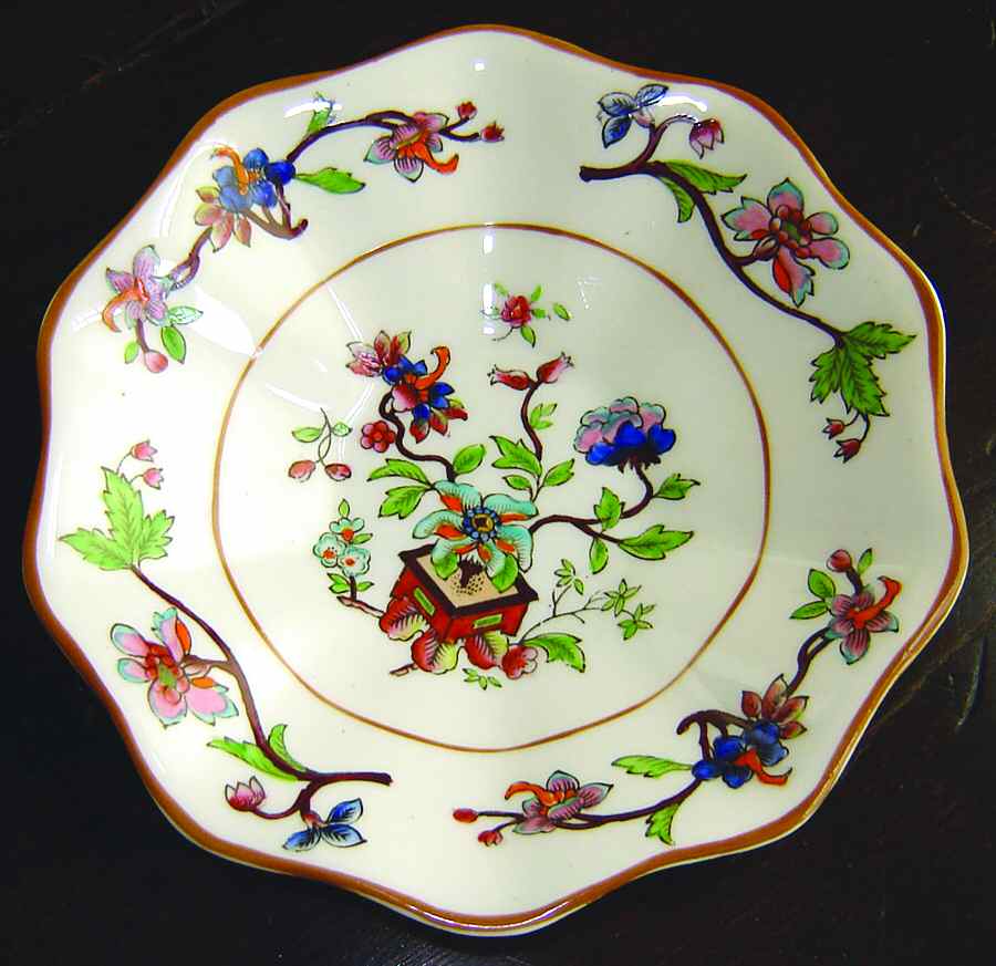 Flower Pot (Brown Trim, Scalloped) Saucer for Demitasse Cup by Coalport-1